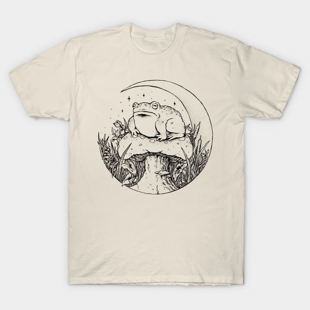 Cottagecore chonky frog (B&W) T-Shirt by popcornpunk